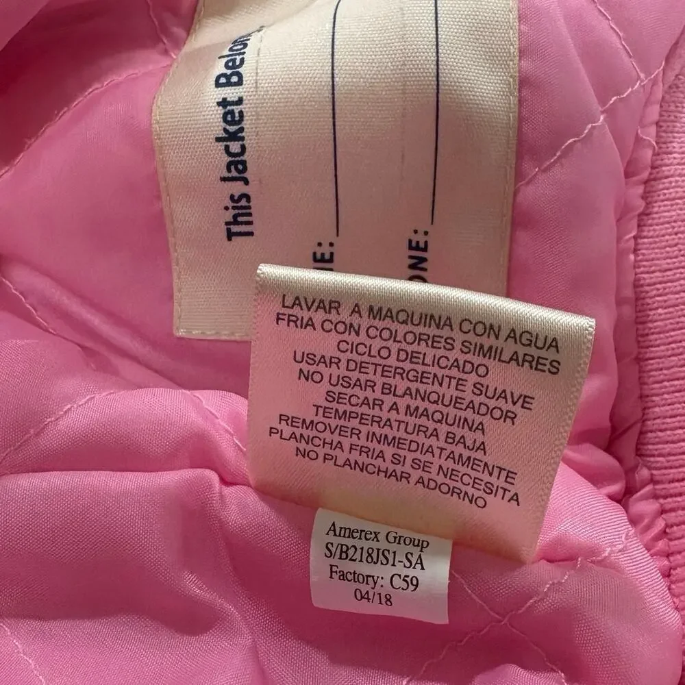 Osh Kosh B’gosh Varsity Bomber Jacket Pink Coat w/ patches Size 2T Girls
